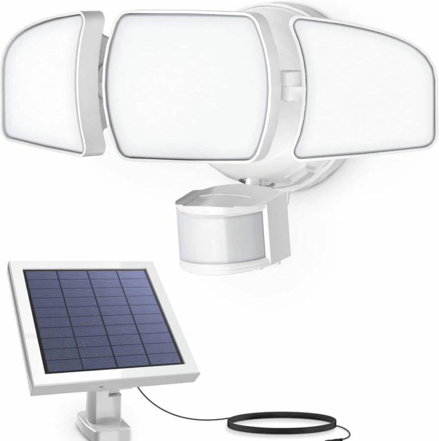 Feit Electric 46W LED Security Flood Light with Motion Sensor, 5000 Lumens Daylight White, Adjustable 3-Head Outdoor Wall Mount, Hardwired 5000K Bright Light for Home Safety S10.5Tfl/850/Mot/Wh