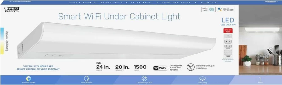 Feit Electric 4 Ft. 105-Watt Smart WiFi LED Shop Light with Alexa & Google Assistant, 3000K-5000K Adjustable Color Temperature, No Hub Required