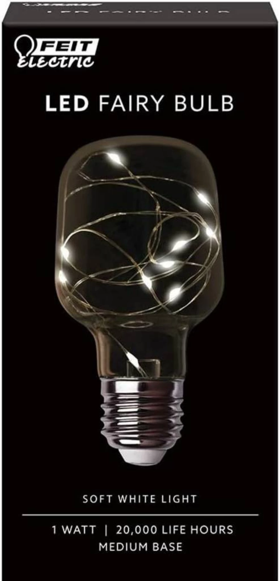 Feit Electric RGB Multi-Color LED Fairy Light Bulb, 1W Decorative Square Clear Glow Light, 4.4" Height, 2.5" Width, Magical Lighting for Home Decor