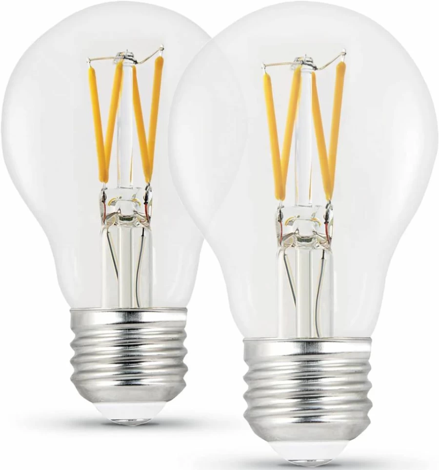 Feit Electric A19 LED Bulbs 4-Pack, 60W Equivalent 810 Lumens, 3000K Bright White, Dimmable Filament Style, High CRI 90+, Energy Saving, 17,000 Hours Lifetime