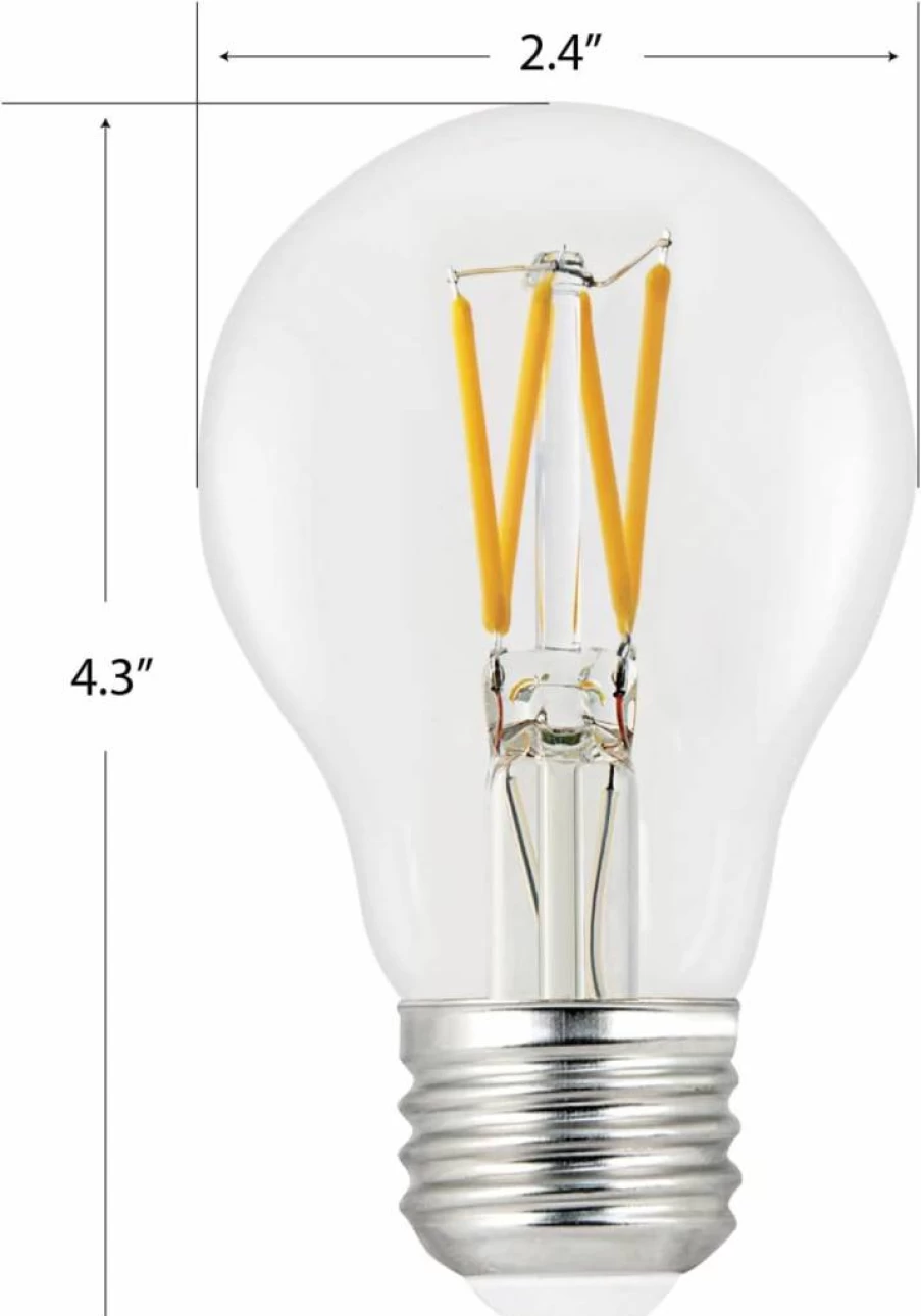 Feit Electric A19 LED Bulbs 4-Pack, 60W Equivalent 810 Lumens, 3000K Bright White, Dimmable Filament Style, High CRI 90+, Energy Saving, 17,000 Hours Lifetime