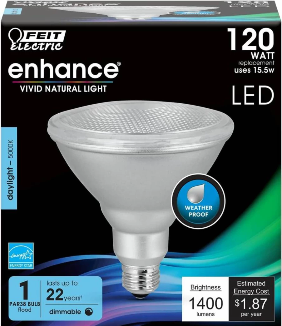 Feit Electric PAR38 LED Bulb 120W Equivalent 1400 Lumens 3000K Bright White E26 Base Non-Dimmable Flood Light 22-Year Lifespan CRI 90 Damp Rated (1 Pack)