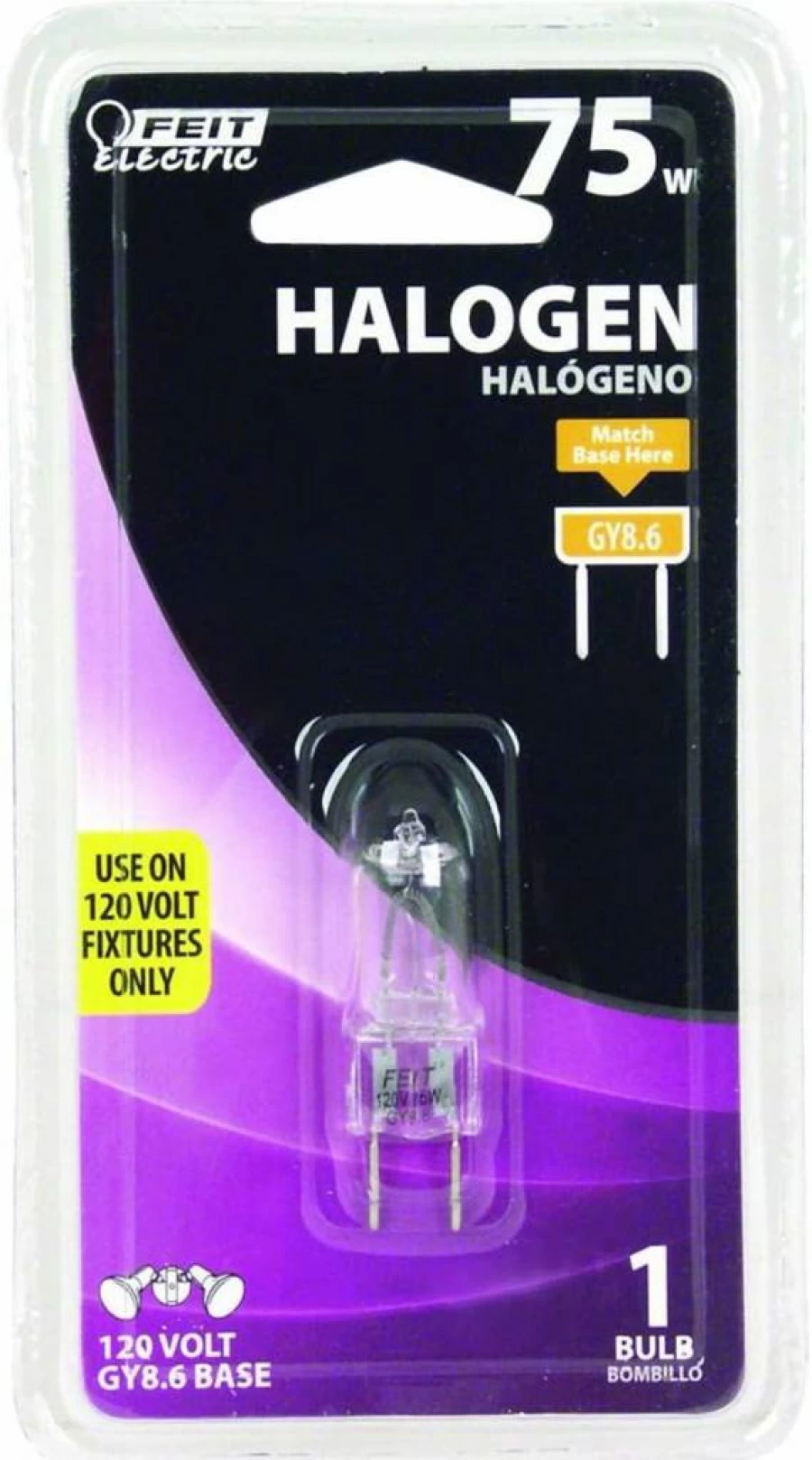 Feit Electric 75W T4 JCD Halogen Bulb Bi-Pin Base 3000K Bright White Clear Light