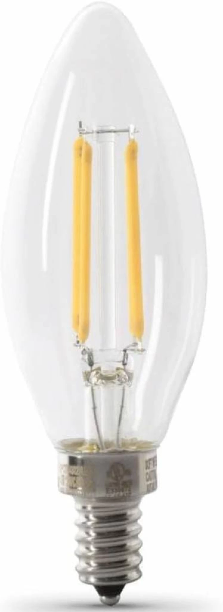 Feit Electric 60W Equivalent LED Candelabra Light Bulbs, 2-Pack, Warm White, BPCFC60927CAFIL2RP/6