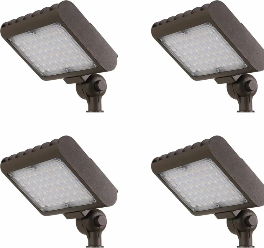 Feit Electric 30W LED Flood Lights 4-Pack, 3500 Lumens 5000K Daylight, Dusk to Dawn Sensor, 120-277V AC, Bronze Adjustable Outdoor Commercial Lighting, UL Listed