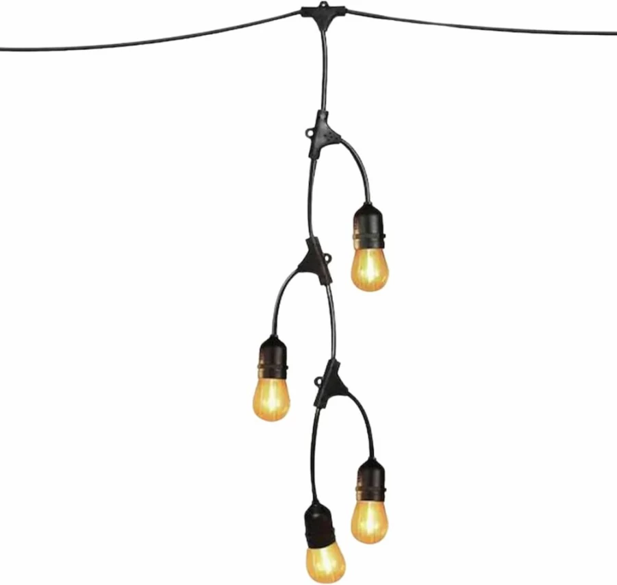 Feit Electric 30' Dimmable 10-Socket Heavy-Duty Weatherproof String Lights for Indoor & Outdoor Use, 11W Incandescent Black Decorative Lighting