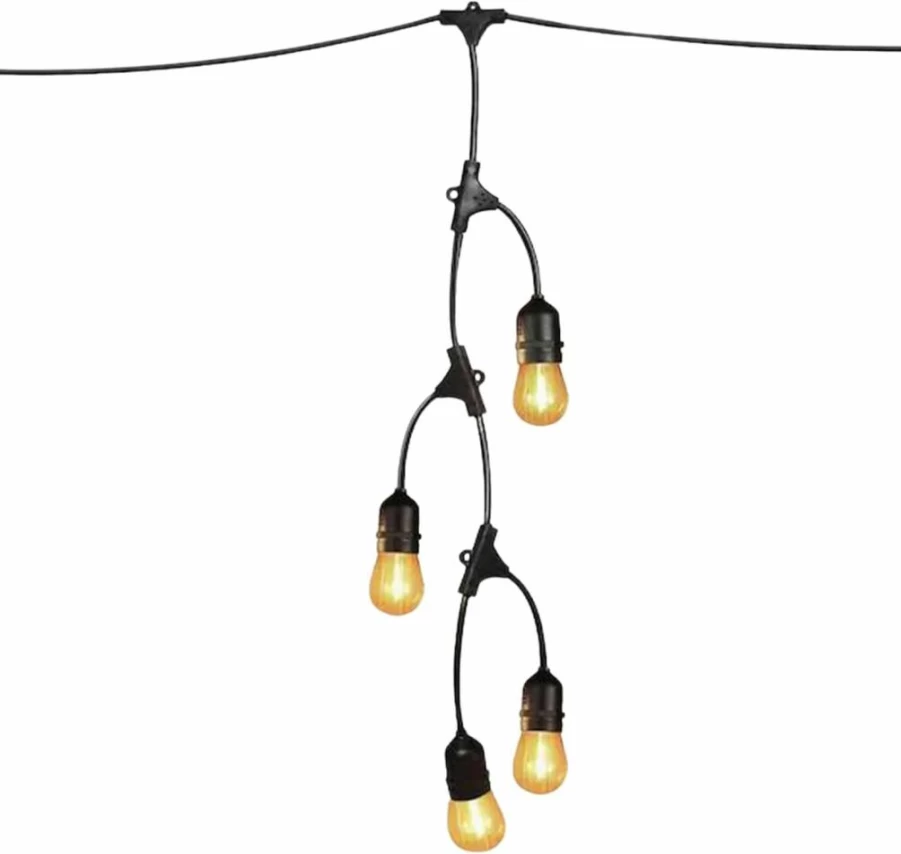 Feit Electric 30' Dimmable 10-Socket Heavy-Duty Weatherproof String Lights for Indoor & Outdoor Use, 11W Incandescent Black Decorative Lighting