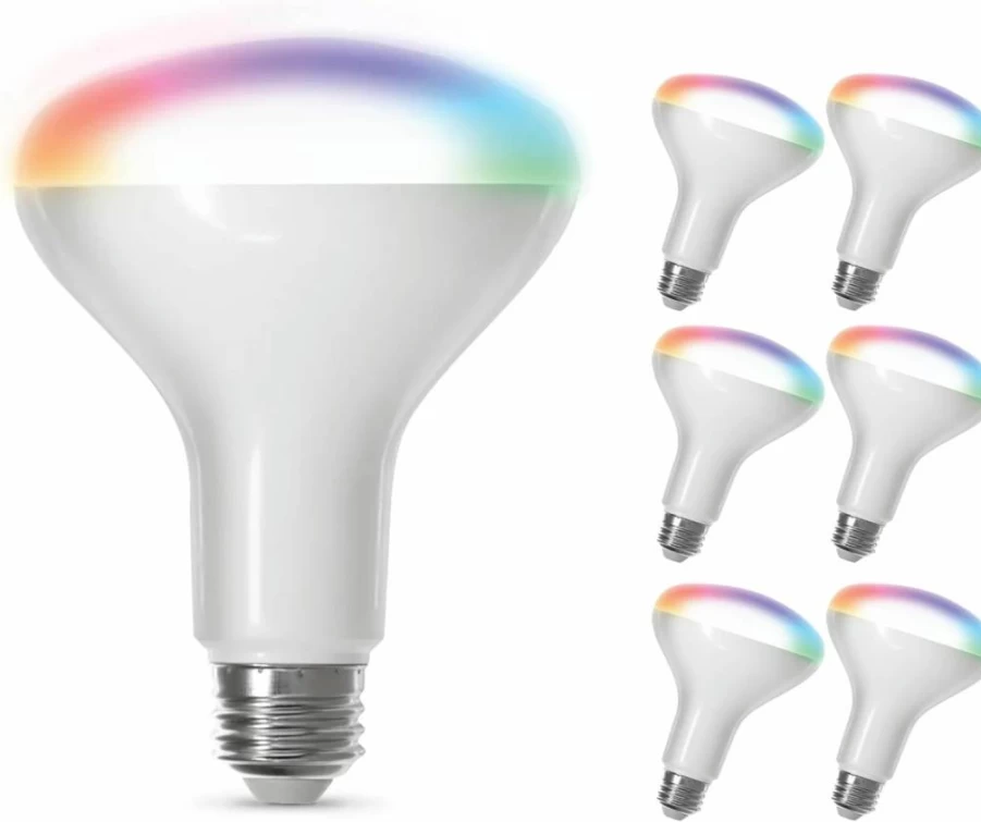 Feit Electric BR30 Smart WiFi Flood Light Bulb - 65W RGBW Color Changing, Dimmable, Works with Alexa & Google Assistant, No Hub Required, 2.4GHz (1-Pack)