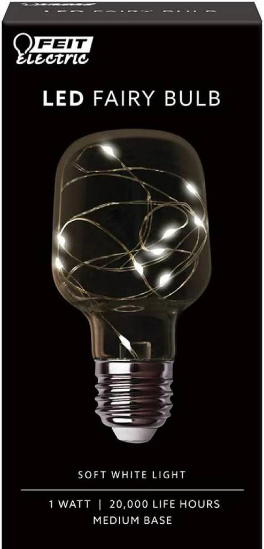 Feit Electric 1W Decorative LED Fairy Light Bulb, 2700K Soft White, 4.5" Height, 2.3" Diameter, Clear Glow for Magical Ambiance