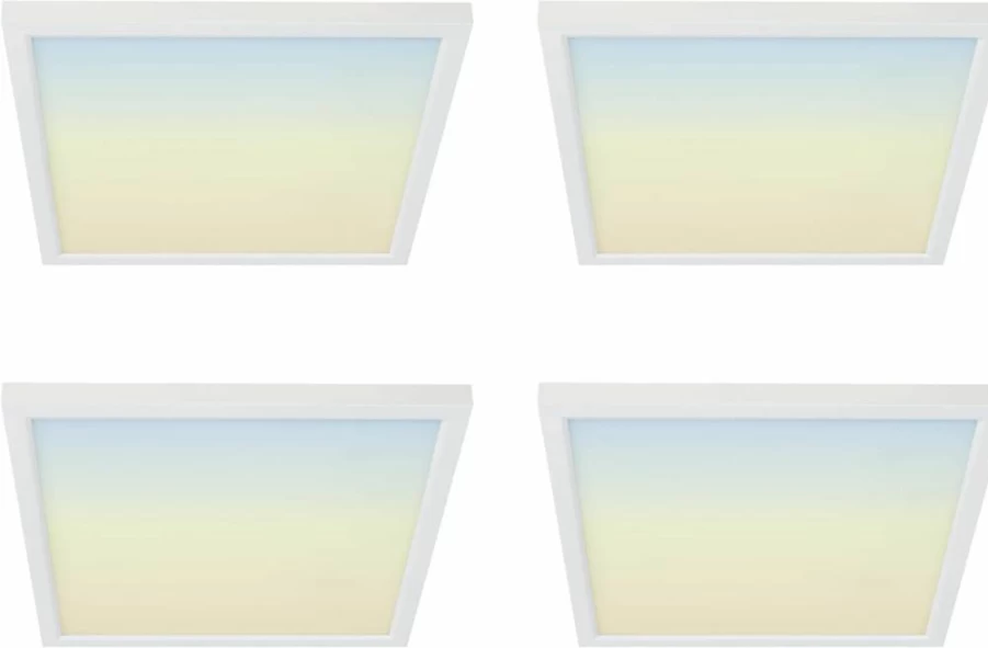 Feit Electric 7.5 Inch LED Square Ceiling Light Panel, Dimmable 5CCT Color Selectable, Recessed Can Compatible (5/6 Inch), TP24 Adapter Included, 7.6"x7.6"x1.3", 4-Pack 74208/6WYCA/4