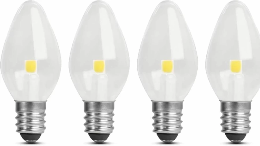 Feit Electric LED C7 Night Light Bulb, 7W Equivalent, 5000K Daylight, 30 Lumen, Candelabra Base, 4-Pack (2.1" H x 0.9" D)