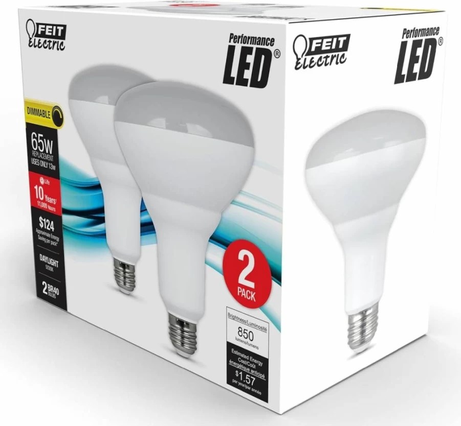 Feit Electric BR40 LED Bulbs 6 Pack - Dimmable 65W Equivalent, 850 Lumens, 2700K Soft White, E26 Base, 10 Year Life, Damp Rated, UL Listed, Flood Light for Recessed Can Lighting