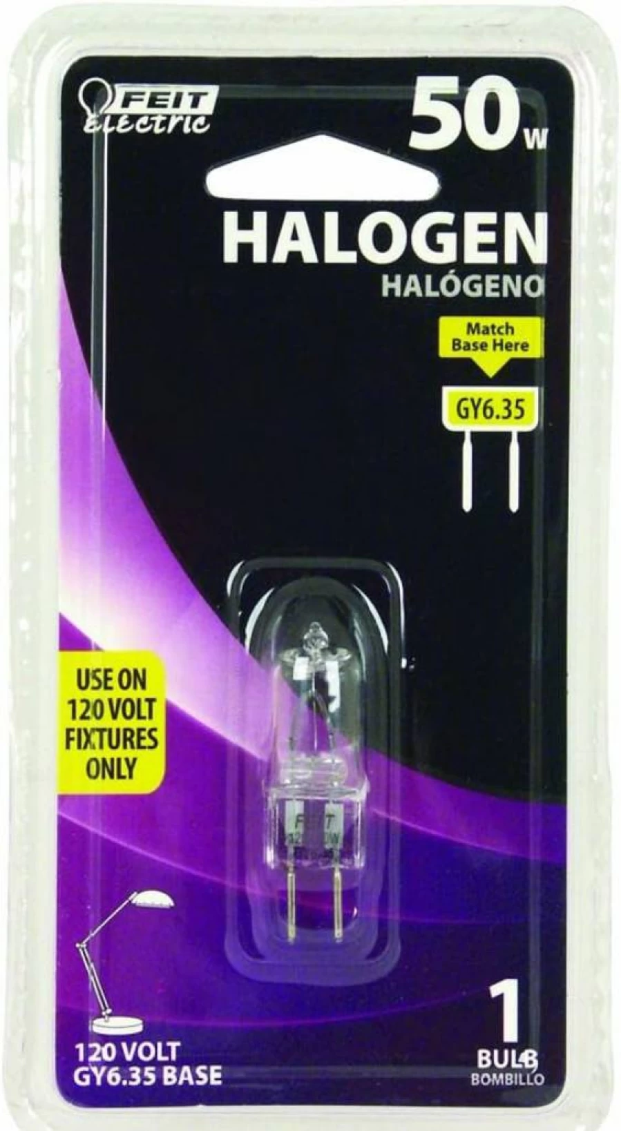 Feit Electric 50W T4 JCD Halogen Bulb with Bi-Pin Base - Clear Light, Energy Efficient Replacement