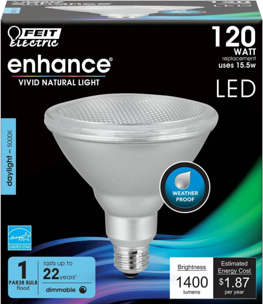 Feit Electric PAR38 LED Bulb 90W Equivalent Dimmable 1000 Lumens E26 Base 3000K Bright White 90 CRI Wet Rated 22-Year Lifetime 8-Pack