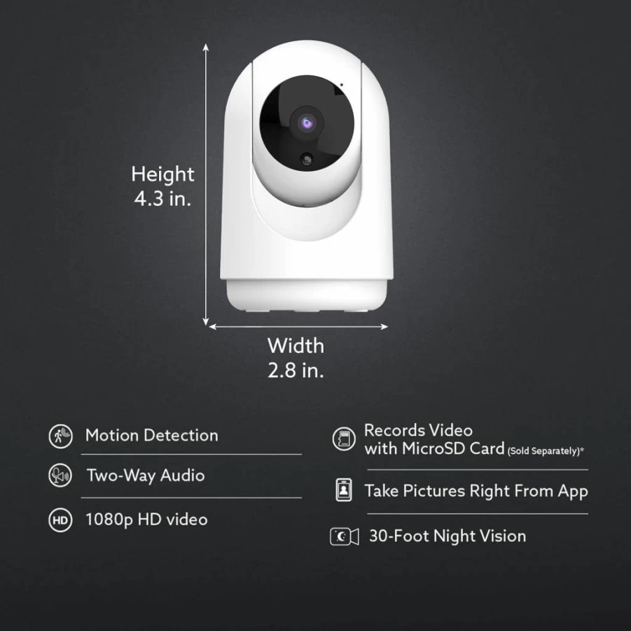 Feit Electric Smart Security Camera Light Bulb 2K QHD, 350° Pan & Tilt, Human Tracking, Night Vision, 2-Way Audio, Motion Alerts, Works with Alexa & Google Assistant, E26 WiFi Bulb Cam
