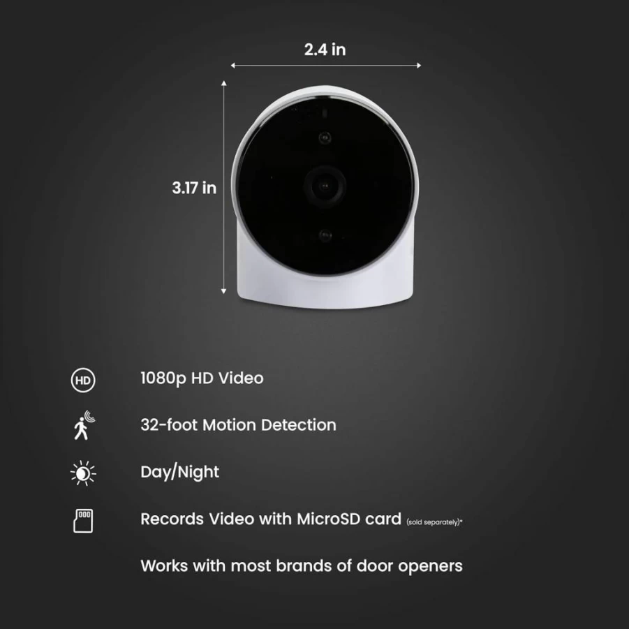 Feit Electric Smart Garage Door Camera with 2-Way Audio, Live Streaming, Motion Detection, Night Vision, Alexa & Google Assistant Compatibility