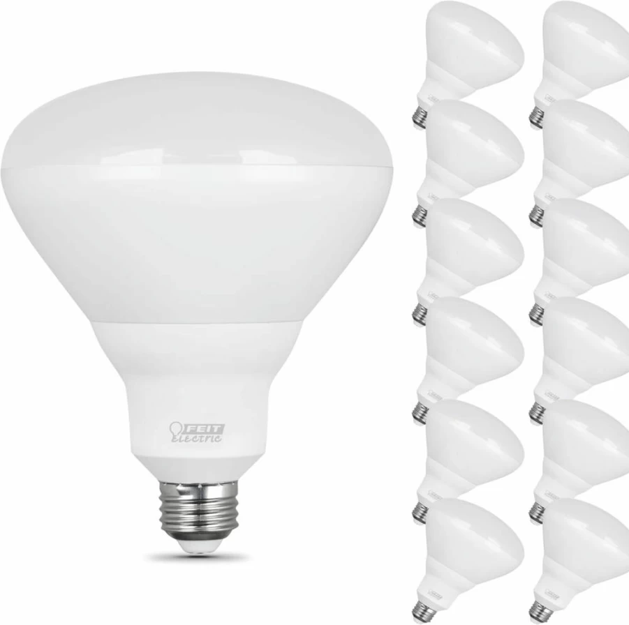 Feit Electric BR40 LED Bulbs 65W Equivalent Dimmable 2700K Soft White 850 Lumens E26 Medium Base 90 CRI 22.8 Years Lifetime Frosted Damp Rated 12-Pack