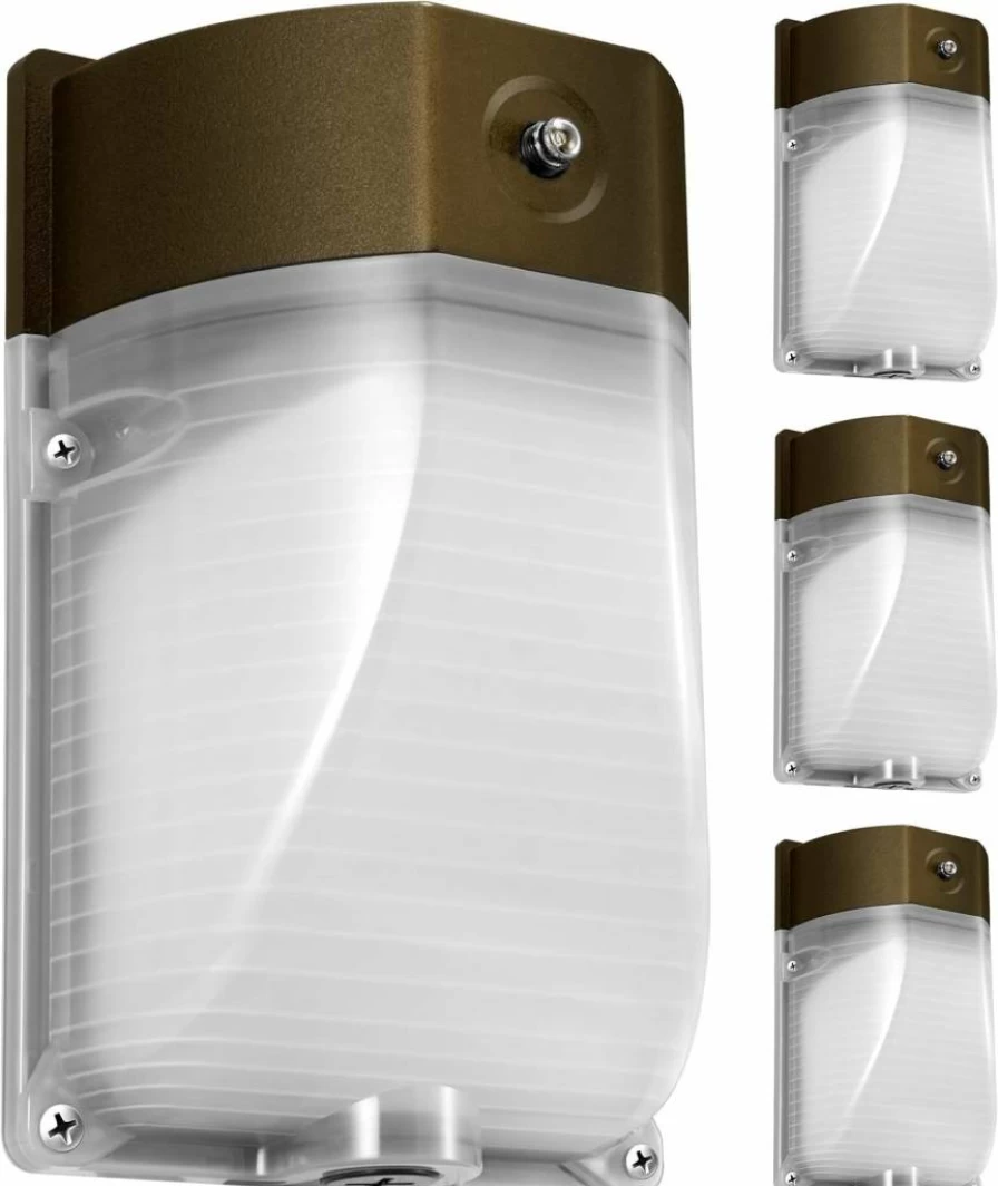 Feit Electric 20W LED Outdoor Security Light, Dusk to Dawn Photocell Sensor, 5000K Daylight, 1450 Lumens, Bronze Wall Mount, 4-Pack, Weatherproof for Porch, Garage, Yard