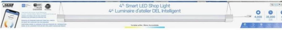 Feit Electric 4 Ft. 45-Watt Smart WiFi LED Shop Light with Alexa & Google Assistant, 3000K-5000K Adjustable Color Temperature, No Hub Required