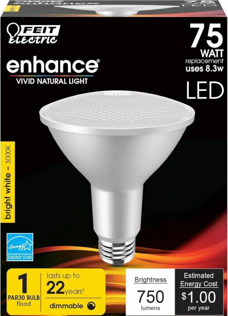 Feit Electric PAR30L LED Bulbs 75W Equivalent Dimmable 5000K Daylight 750 Lumens E26 Base Flood Light Spotlight Weatherproof 22-Year Lifetime 4-Pack