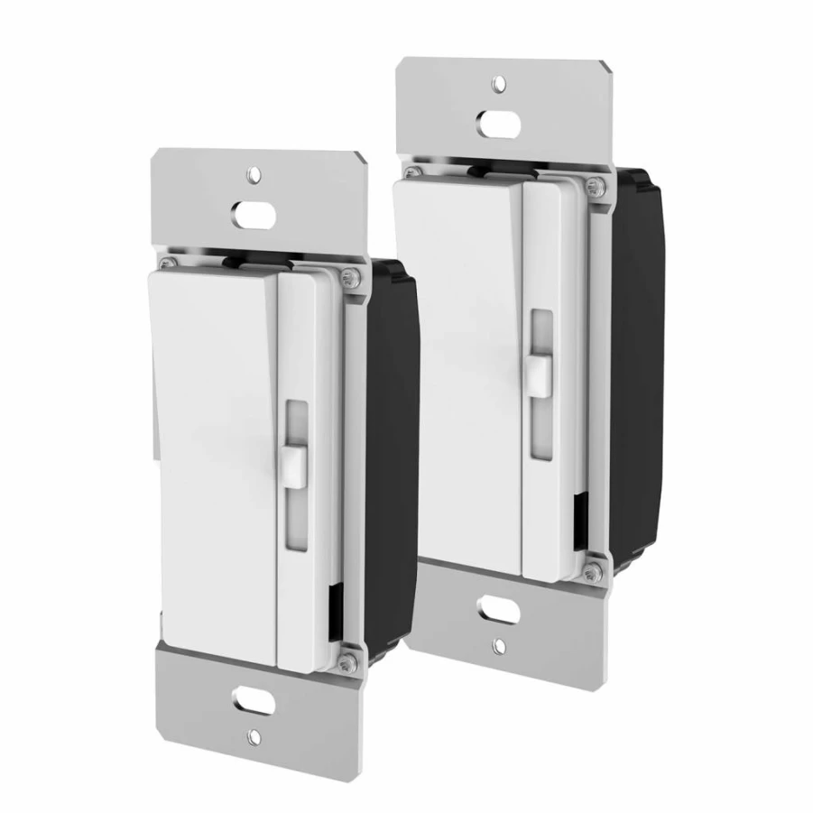 Feit Electric 2-Pack Dimmer Switch for Dimmable LED Bulbs - Single Pole/3-Way Toggle Light Switch with Wall Plate & Wire Nuts, Easy Paddle Installation