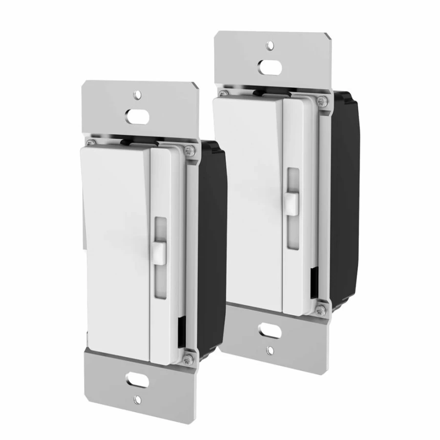 Feit Electric 2-Pack Slide Dimmer Switch for Dimmable LED Bulbs, Single Pole/3-Way Toggle Light Switch with Wall Plate & Wire Nuts, Easy Dim/Slide Control