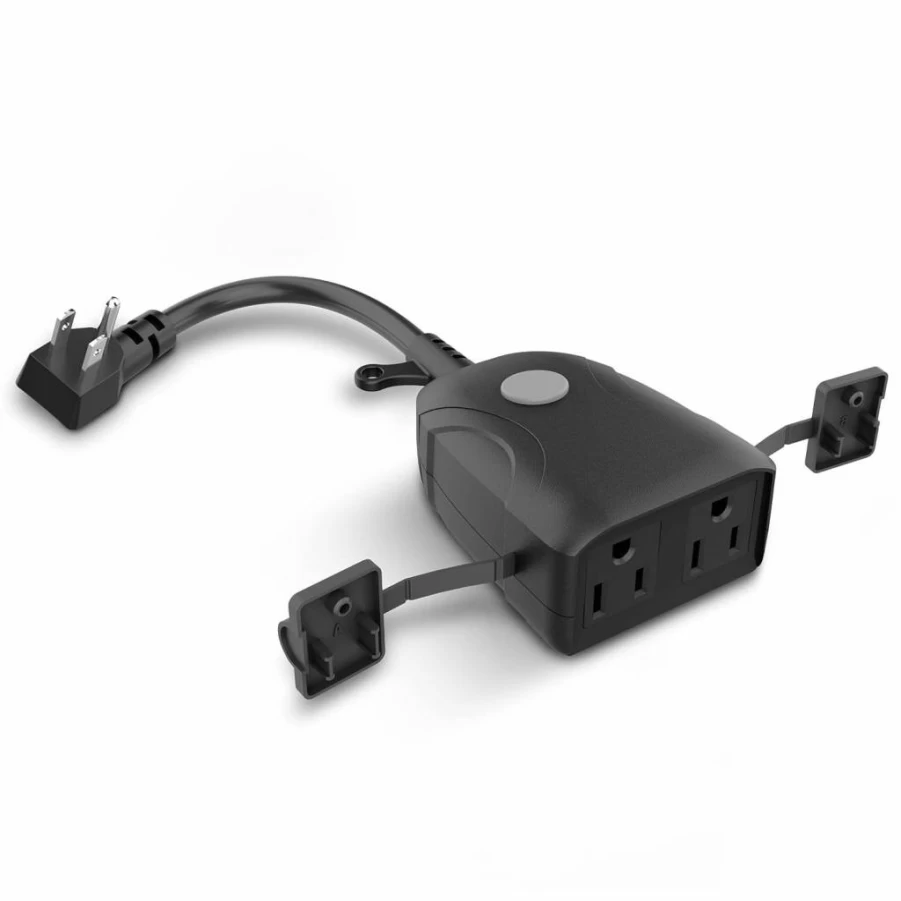 Feit Electric Smart Outdoor Plug - WiFi Waterproof, 15A 2-Outlet, Works with Alexa & Google Assistant, App Controlled, Black
