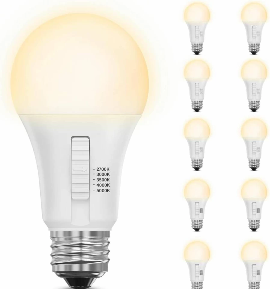 Feit Electric A19 LED Light Bulb 6 Pack, 100W Equivalent, 1500 Lumens, Non-Dimmable, Selectable Color Temperature 2700K-5000K, 17000 Hours Lifetime, General Purpose Bulbs