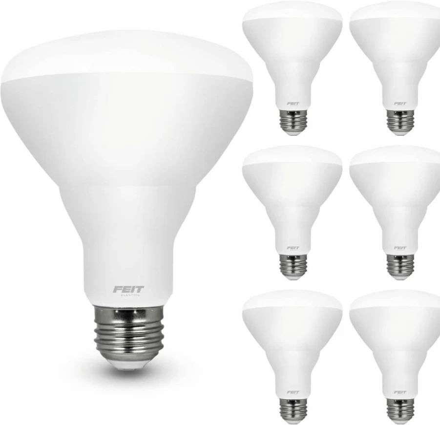 Feit Electric BR30 LED Bulbs 100W Equivalent Dimmable 5000K Daylight 1400 Lumens E26 Base 10-Year Lifetime Damp Rated 6-Pack (100BR30DM85010KLED/6)