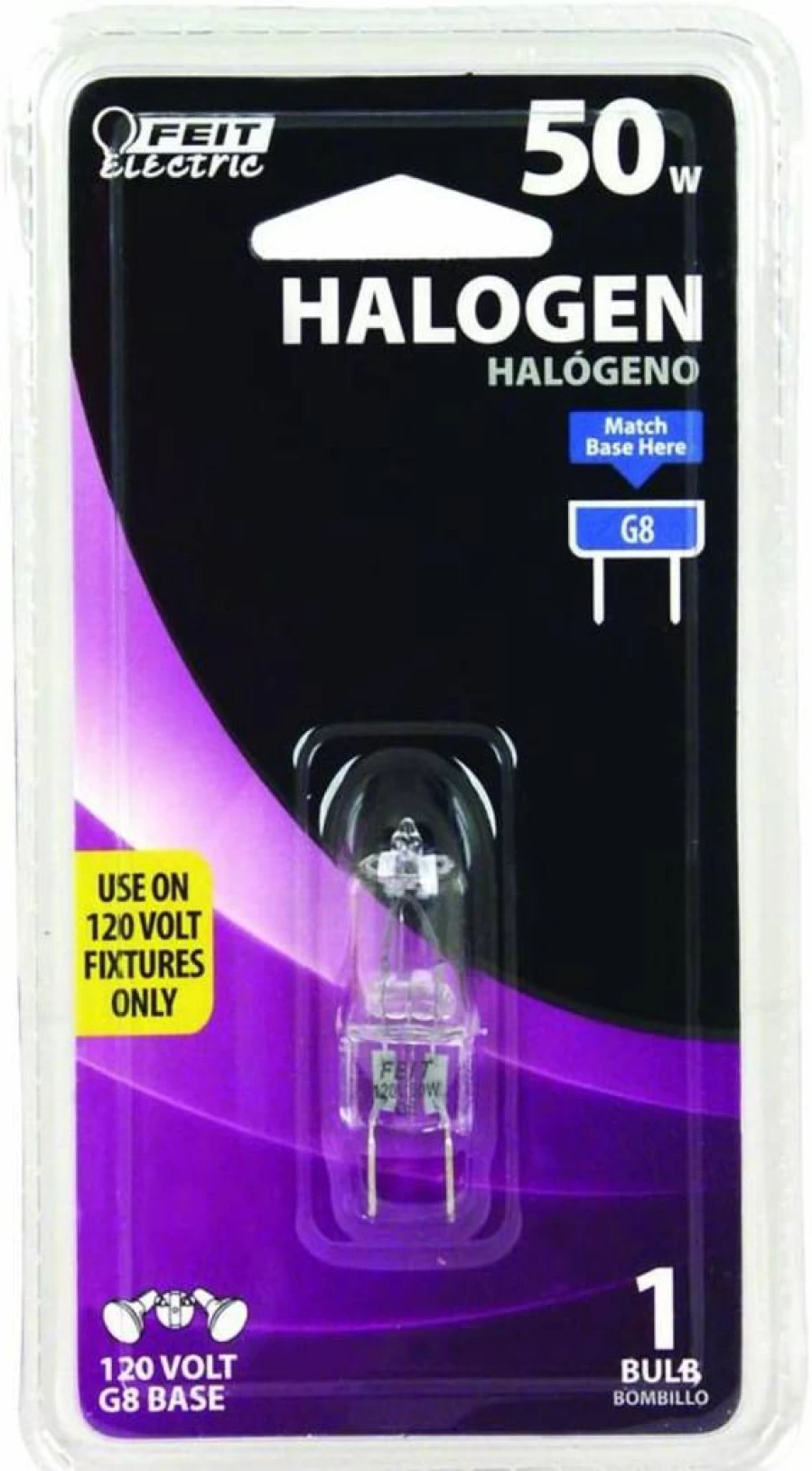 Feit Electric 50W T4 Halogen Bulb G8 Bi-Pin Base 3000K Soft White Clear Bpq50/G8/Rp
