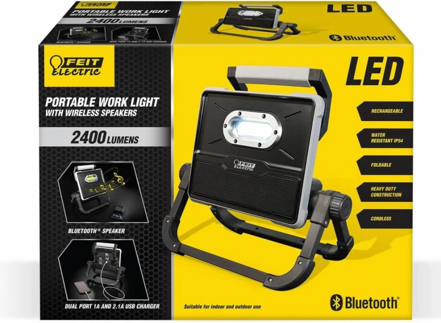 Feit Electric 140W Dual Head LED Work Light 14000 Lumens Plug-In with Stand for Jobsites Construction Garages 30000 Hour Life