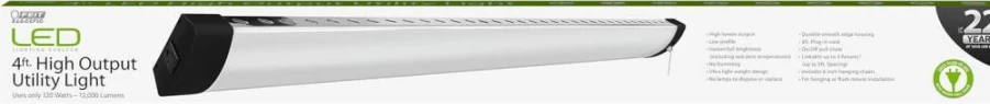 Feit Electric 45W LED Shop Light 4Ft 4500 Lumens 4000K Cool White Flush or Hanging Mount for Garages Workshops 50000 Hour Lifespan