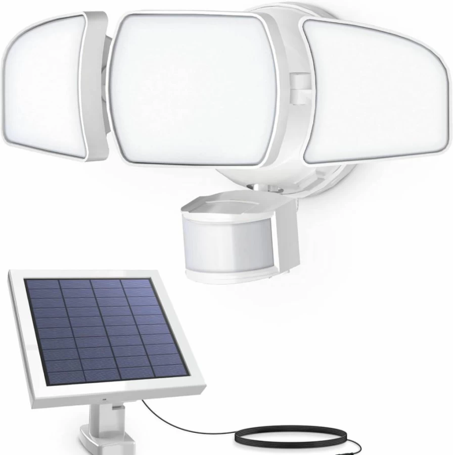 Feit Electric 46W LED Security Flood Light with Motion Sensor, Dusk to Dawn, 5000 Lumens, 5000K Daylight, Adjustable 3-Head, Wall Mount, Outdoor Hardwired Black S10.5Tfl/850/Mot/Bz