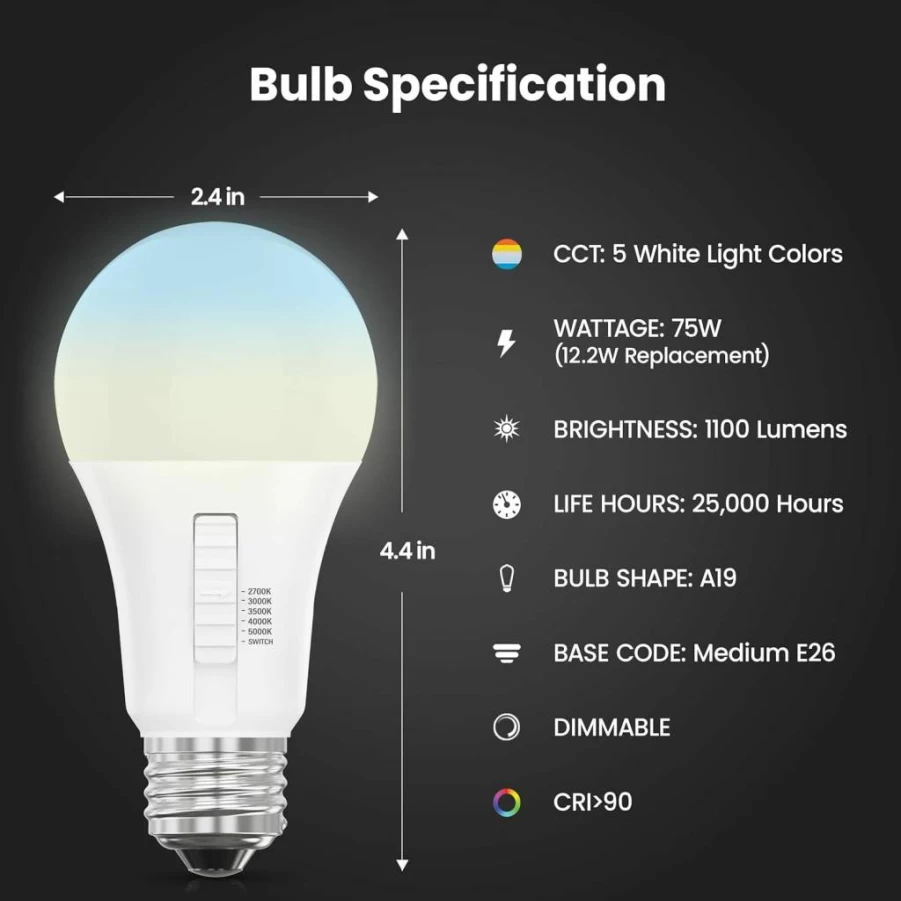 Feit Electric PAR38 LED Bulb 90W Equivalent Dimmable 6-Way Color Selectable 5000K 90 CRI Wet Rated Track Light E26 Base 1000 Lumens 22-Year Lifespan 2-Pack