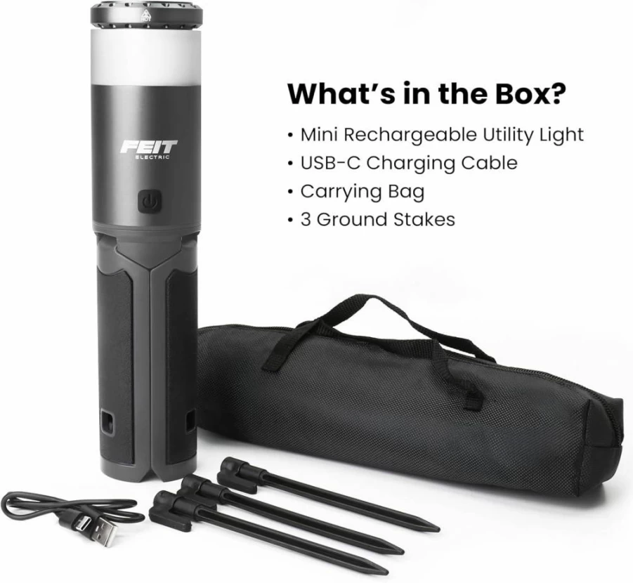 Feit Electric Rechargeable LED Work Light with Tripod Stand - 1000 Lumens, USB Type-C Charging, Adjustable Spotlight, Convertible to Handheld Lantern (Model Work1000/Tripod/Bat)