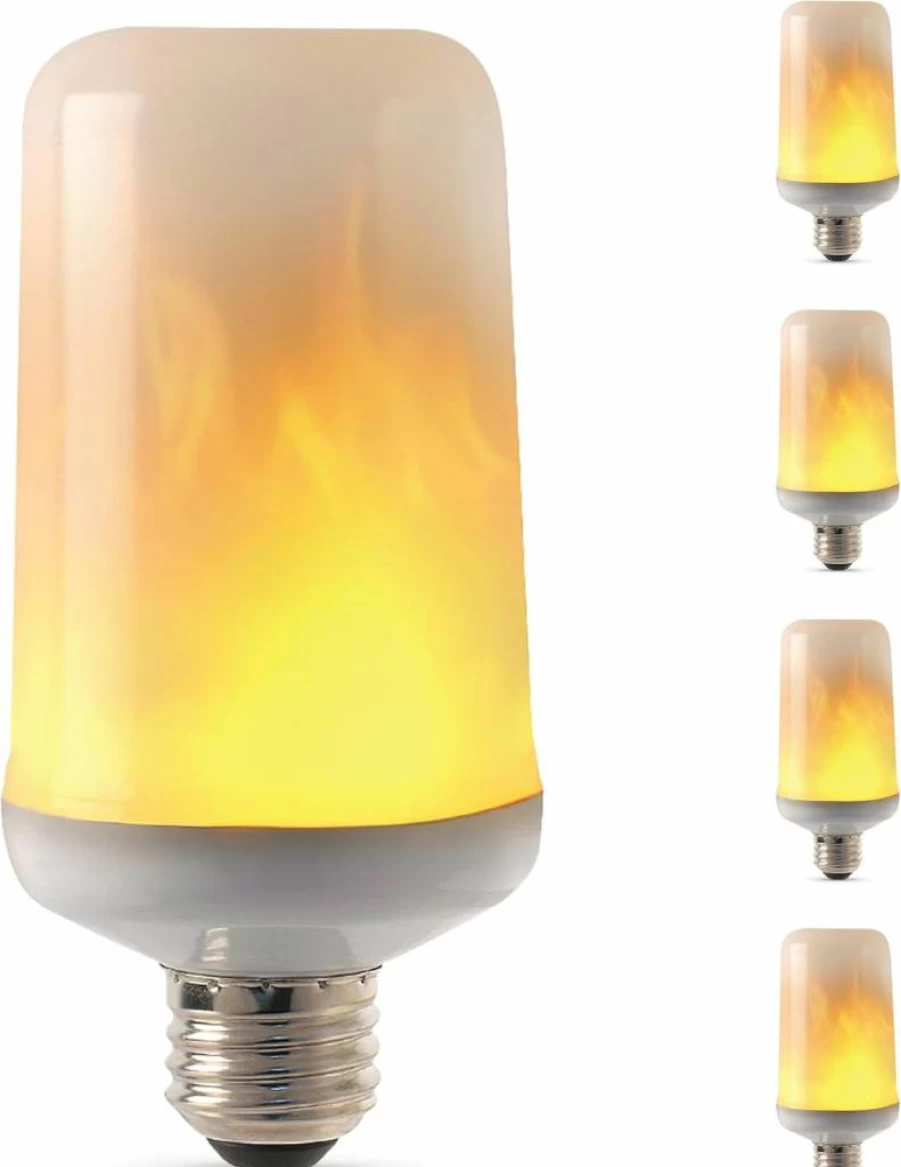 Feit Electric 3-Watt LED Flame Effect Light Bulb - 4 Pack, 1500K Warm White, 80 Lumen, E26 Base, Decorative Flickering Bulb, 15,000 Hours Lifespan