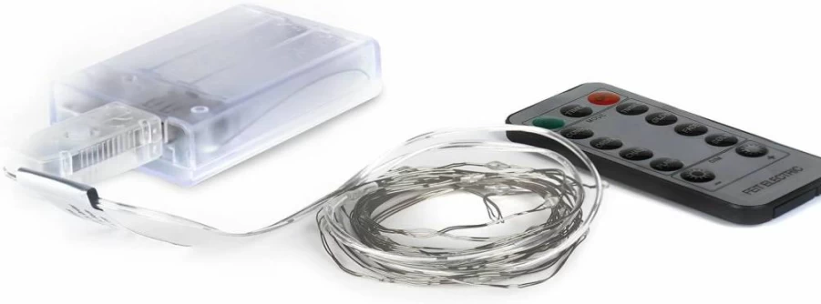 Feit Electric 30Ft Silver Wire LED Fairy String Lights - Cool White, 20K Hours Life, USB or AA Battery Powered for Indoor Use