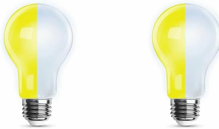 Feit Electric A19 LED Bug Light Bulb, 60W Equivalent, E26 Medium Base, Non-Dimmable, 120V, Yellow Insect Repellent, 22-Year Lifespan, Outdoor Use, 1-Pack