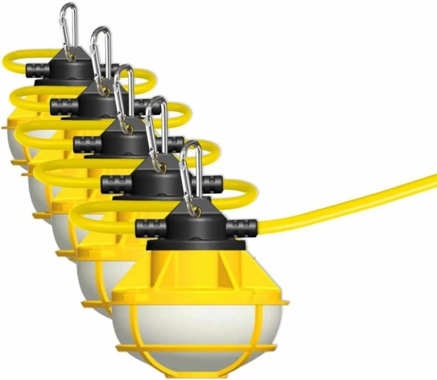 Feit Electric ProSeries 50Ft 5-Lamp LED Work Light - 8000 Lumens, 5000K Daylight, Waterproof Plug-In String Light for Outdoor and Wet Locations
