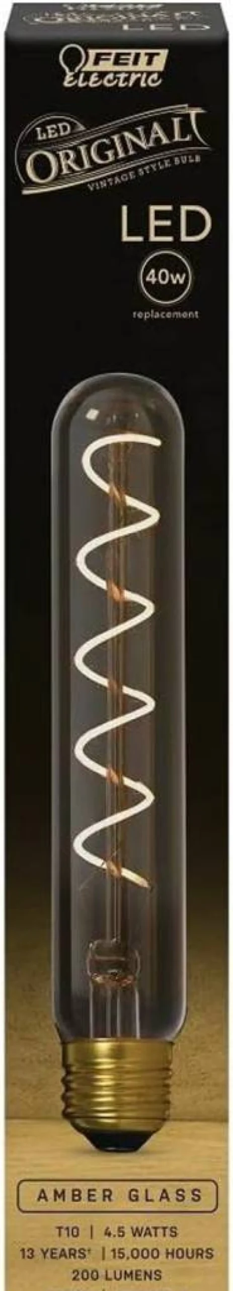 Feit Electric Vintage LED Bulb - 60W Equivalent E26 Base - 5000K Daylight - Dimmable Smoke Glass Exposed Filament - 10 Year Life - 300 Lumen
