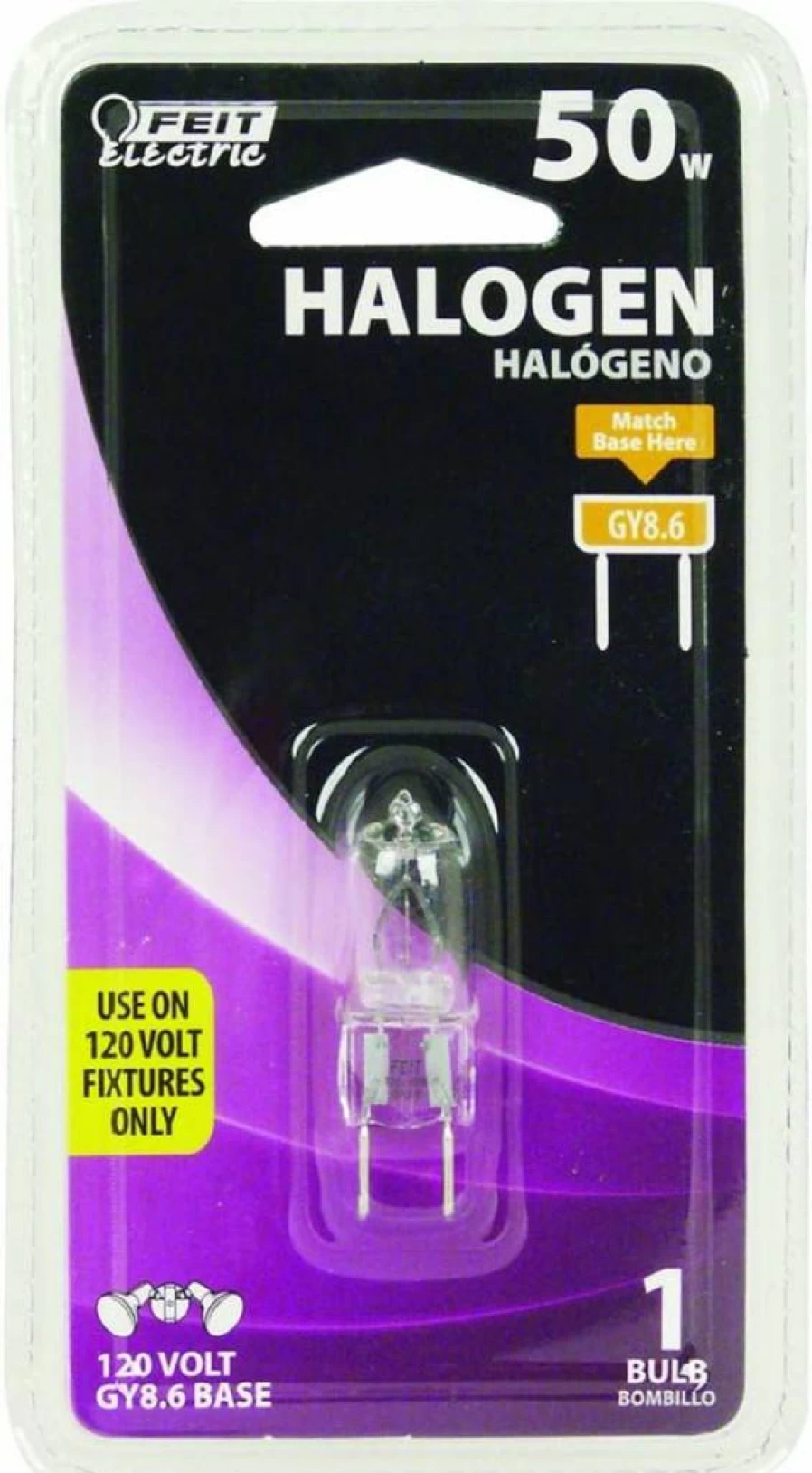 Feit Electric 50-Watt T4 JCD Halogen Bulb with Bi-Pin Base - Clear Light Bulb for Bright Lighting
