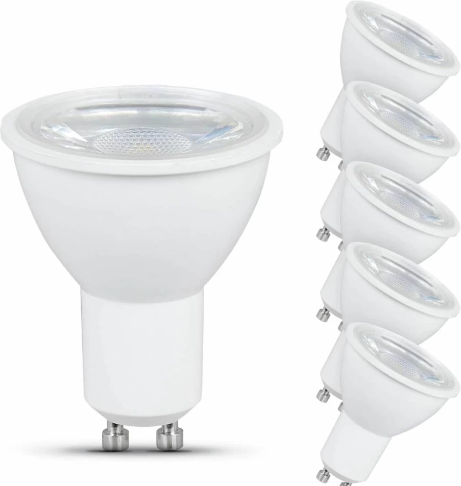 Feit Electric GU10 LED Bulb 6-Pack, 50W Equivalent, 500 Lumens, 5000K Daylight, Dimmable, CRI 80, 11,000-Hour Lifespan, MR16 Recessed Track Lighting