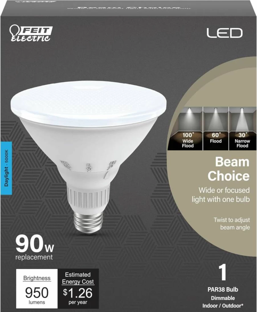Feit Electric PAR38 LED Bulb - 90W Equivalent, Dimmable, 5000K Daylight, 90 CRI, Indoor/Outdoor Use, E26 Base, 25K Hours Life