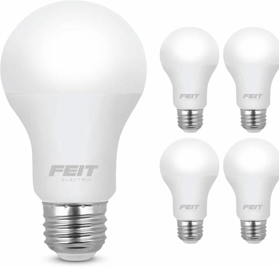 Feit Electric A19 LED Light Bulb 4-Pack, 40W Equivalent, 450 Lumens, 3500K Neutral White, E26 Base, 11,000-Hour Lifespan, for Home & Commercial Use