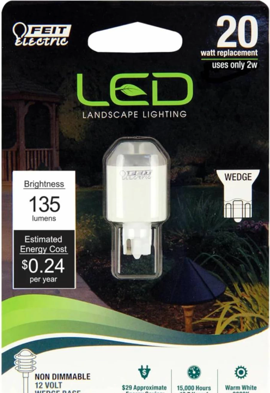 Feit Electric 2W LED Bulb - 20W Equivalent, Dimmable Wedge Base, 12V, 3000K Warm White, 135 Lumens, 13-Year Lifespan (1 Pack, LVW18/LED)