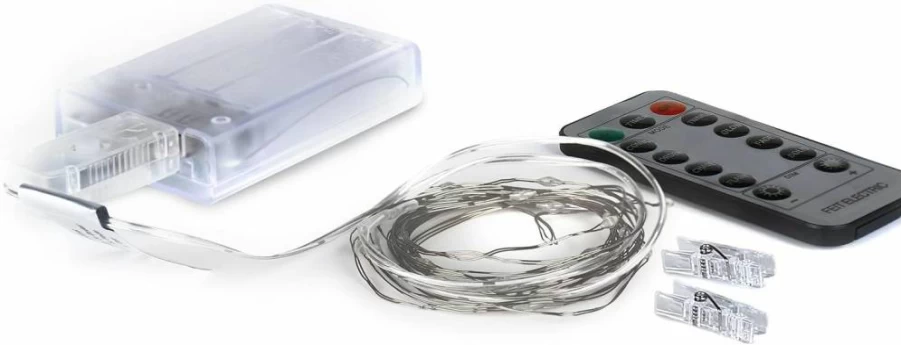 Feit Electric 10ft Battery/USB Powered LED Fairy Lights - Ultra Thin Silver Wire, Cool White Glow for Magical Decor