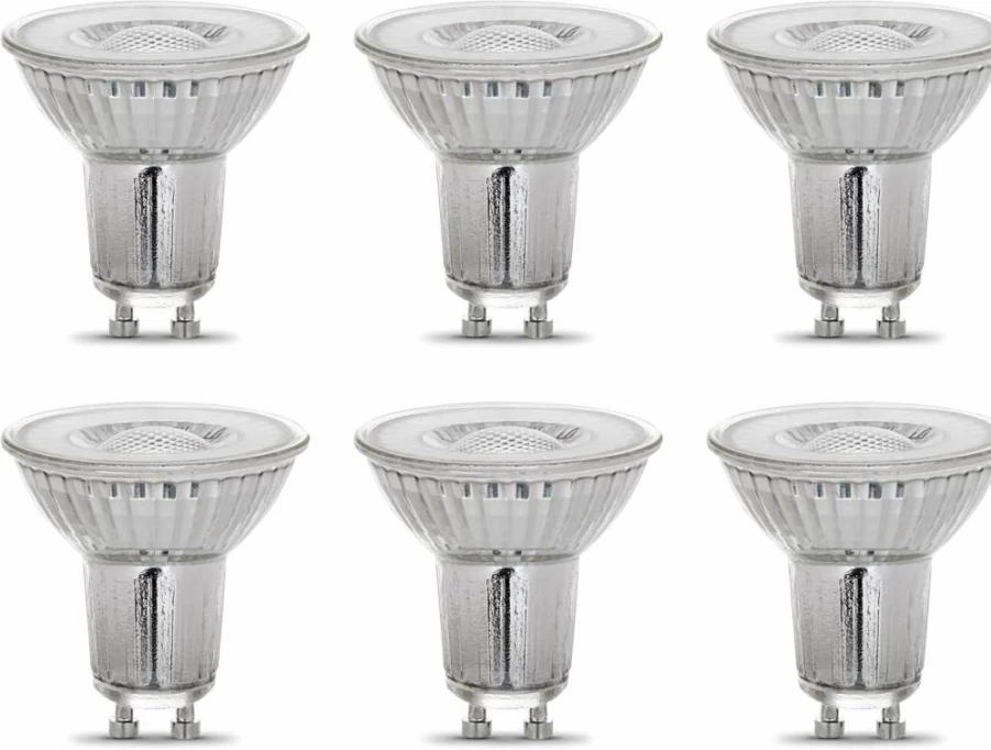 Feit Electric GU10 LED Bulbs 6-Pack, 4W (35W Equivalent), Dimmable, 300 Lumens, 3000K Warm White, 22-Year Lifespan, MR16 Base - Energy Efficient Lighting