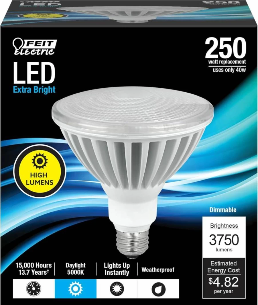 Feit Electric PAR38 LED Bulb 250W Equivalent Dimmable 5000K Daylight 3750 Lumens E26 Base Wet Rated Indoor Outdoor 15000 Hours