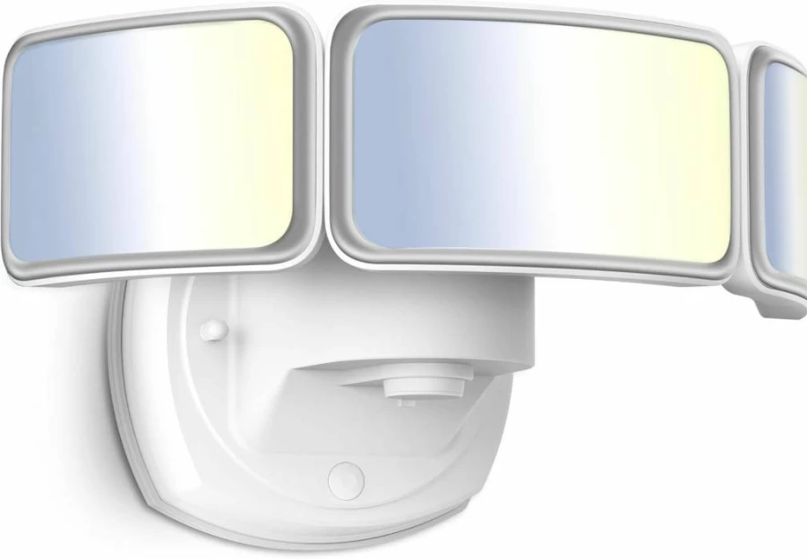 Feit Electric 3-Head LED Security Floodlight 5000 Lumens, Adjustable Color Temperature 3000K-5000K, Dusk to Dawn Hardwired Outdoor Light, White S10.5Tfl/3Cct/Dd/Wh