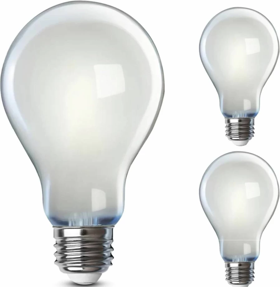 Feit Electric A19 LED Filament Bulbs 75W Equivalent Dimmable 1100 Lumens 5000K Daylight E26 Base Frosted White Damp Rated 13-Year Lifespan 2-Pack